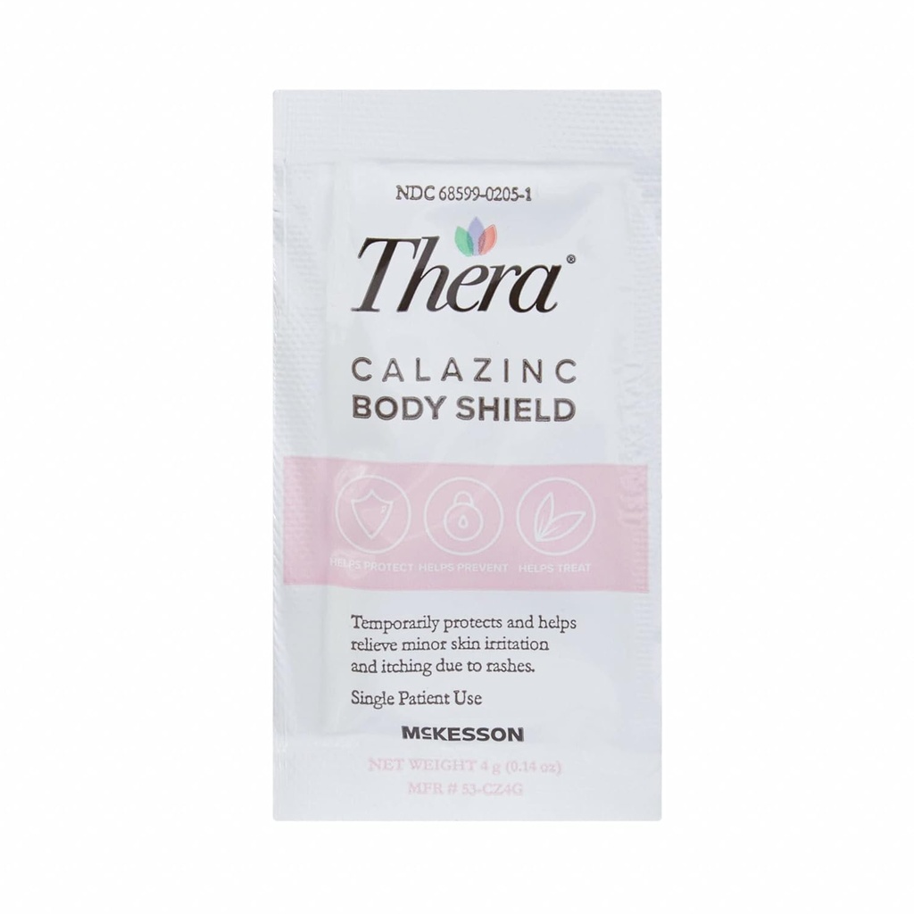Thara Calazinc Body Shield, Calamine with Zinc Cream [144 Packets Total] -Skin Barrier Ocier for Eczema, Psoriasis, Diaper Rash - Dividual Packets, 4 g Packet
