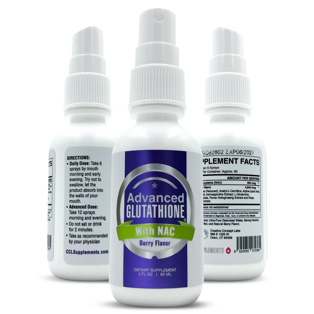 Limid Lipomal Glutathione Spray - Maksimum Absorpsi Glutathione Suplemen dengan NAC, Ashwagandha, Glutamine, Accid Ascorbic - Sublingual Easy Use - Imune & Detox Dukungan - 2oz