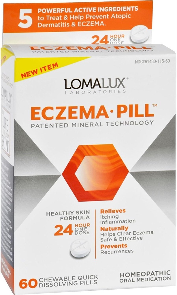 Loma Lux Laboratorium Acne Eczema - Chewable - Quick Dissoling - 60 Count - Gluten Free - Yeast Free - Wheat Free-