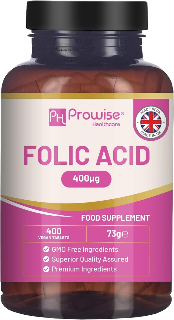 Tablet Acid Folic Acid 400 mcg - 400 Vegan Vitamin B9 Tablets 124; 13 Bulan Supply 124; Vitamin B9 Kepedulian; Fungsi Normal dari Imune System & Maternal Tissue Growth During selama 124; UK Dibuat - Prowise