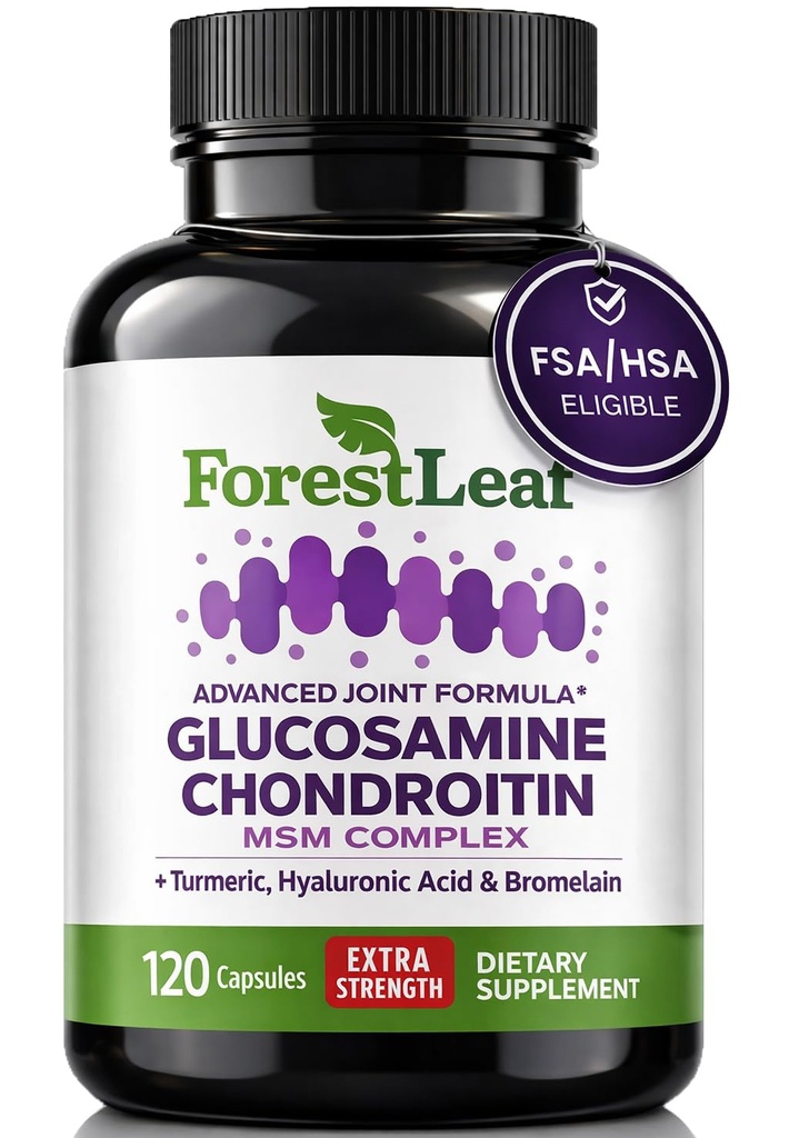 Glucosamine Chondroitin MSComplex Suplement - Triple Strength 1200mg Dukung Support for Women & Men with Turmeric, Hayaluronic Acid and Bromelain for Muscle Flexibility - 120 Caps