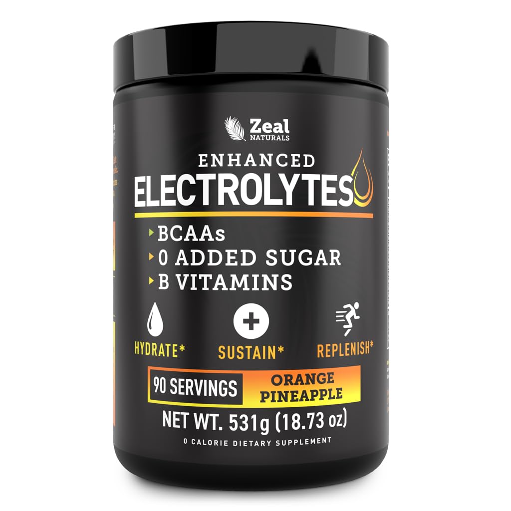 Feal Electrolyte Powder Recovery Drinder (90 Servings = 124; Orange Pineapple) w 0 Sugar + BCAAs + B-Vitamin Electrolite Supplemen