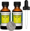 Lugol 's Iodin / 2% Solution / 2 Oz dalam Two Amber Glass Bottles / Free Droppers / USA