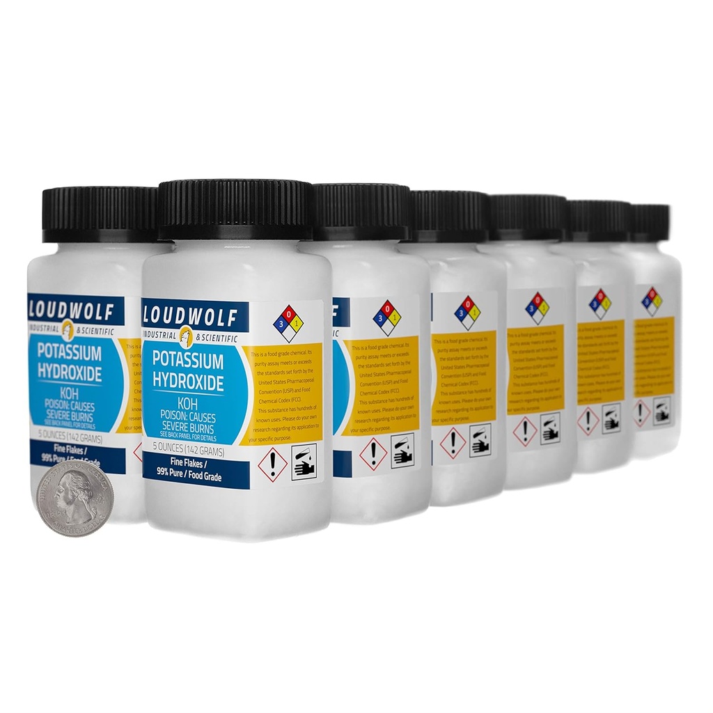 Potassium Hydroxide / 3.8 Pounds / 12 Botol / 99% Pangan Murni Tingkat / Flakes Fine