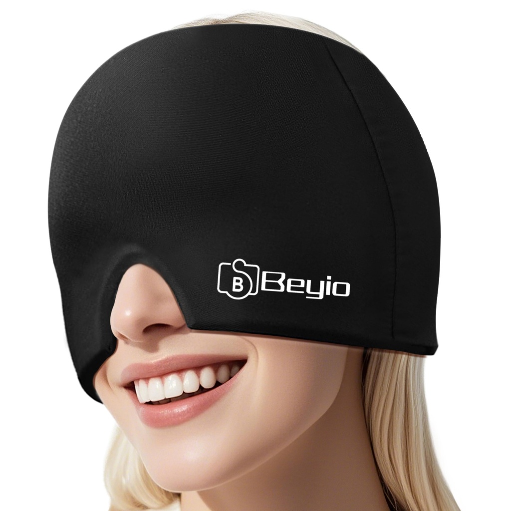 Cap Relief Migraine, Semua Sekitar Gel Terselubung Recate Headache Cap, Black Migraine Cap for Headache Relief, Puffy Eyes