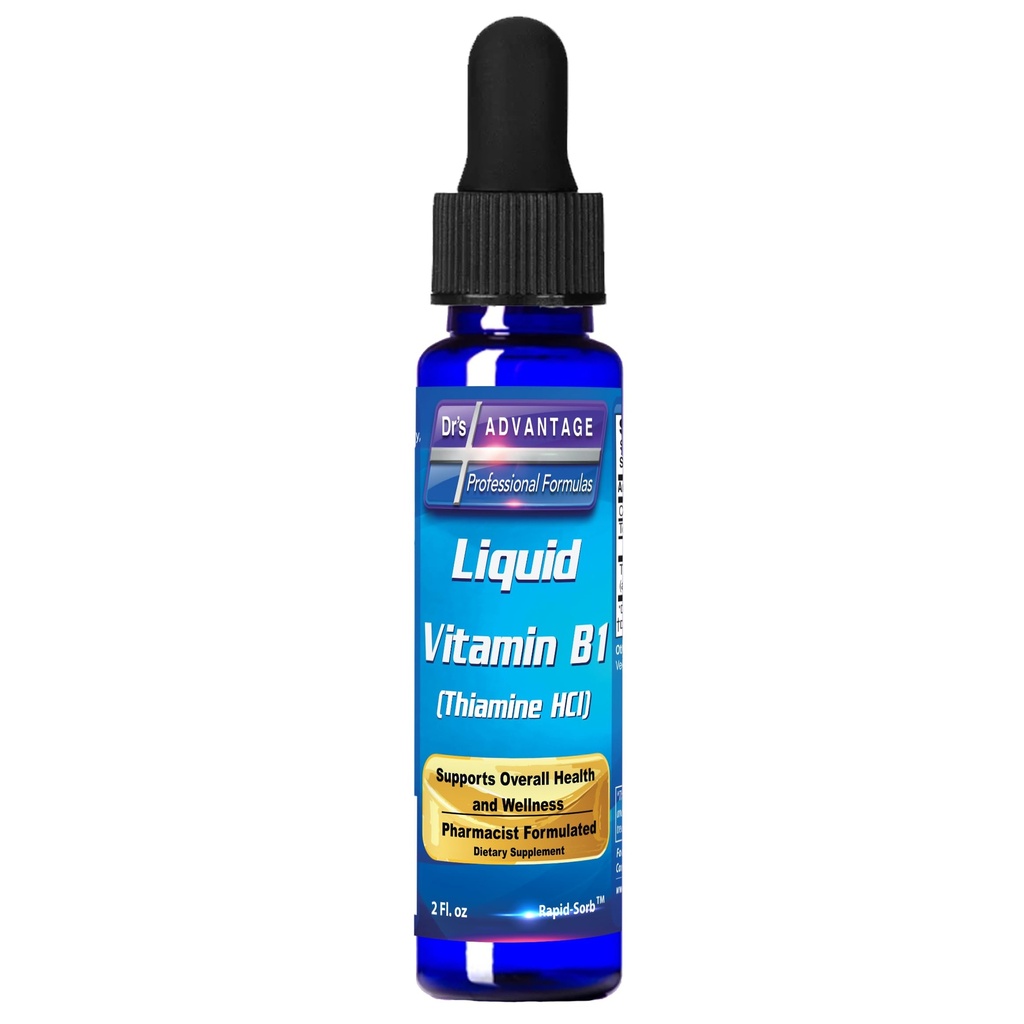 Dr. Adviously Liquid Vitamin B1 Dropper 2oz - Thiamine B1 Supplement for Energy - Estibe B1 Vitamin - Promodes Metabolisme and Nervous System Health