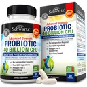 BioSchwartz Daily Probiotic Nutonationals Supplement - 40 Milyar CFU for Gut Health - Provinsi Pria dan Wanita - Kesehatan Digetical dengan Astragalus & Lacnaillus - Shelf Stable - 60 Count