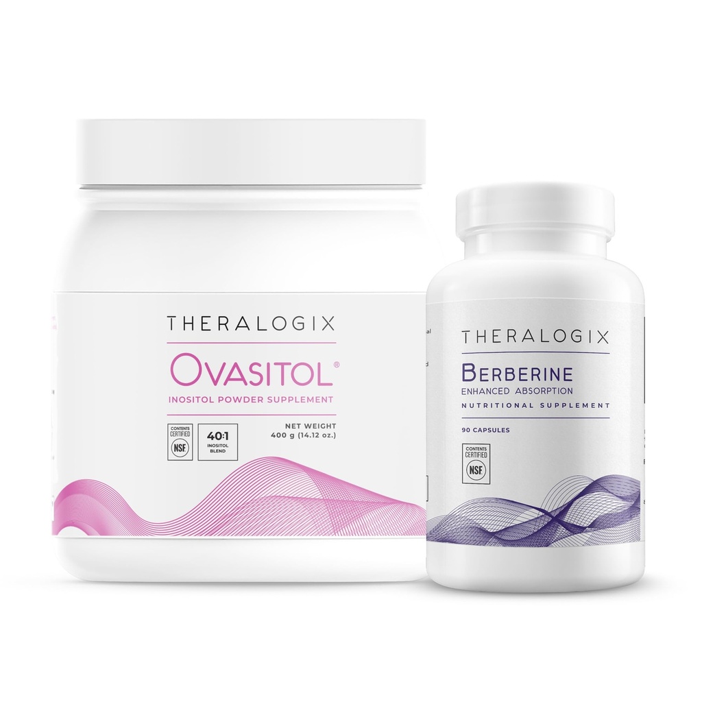 Theralogix Ovasitol Inositol Canister + Berberine Enhanced Absorpsi Bundle, 14,12 Ounce & 90 Cacah (Paket 2)
