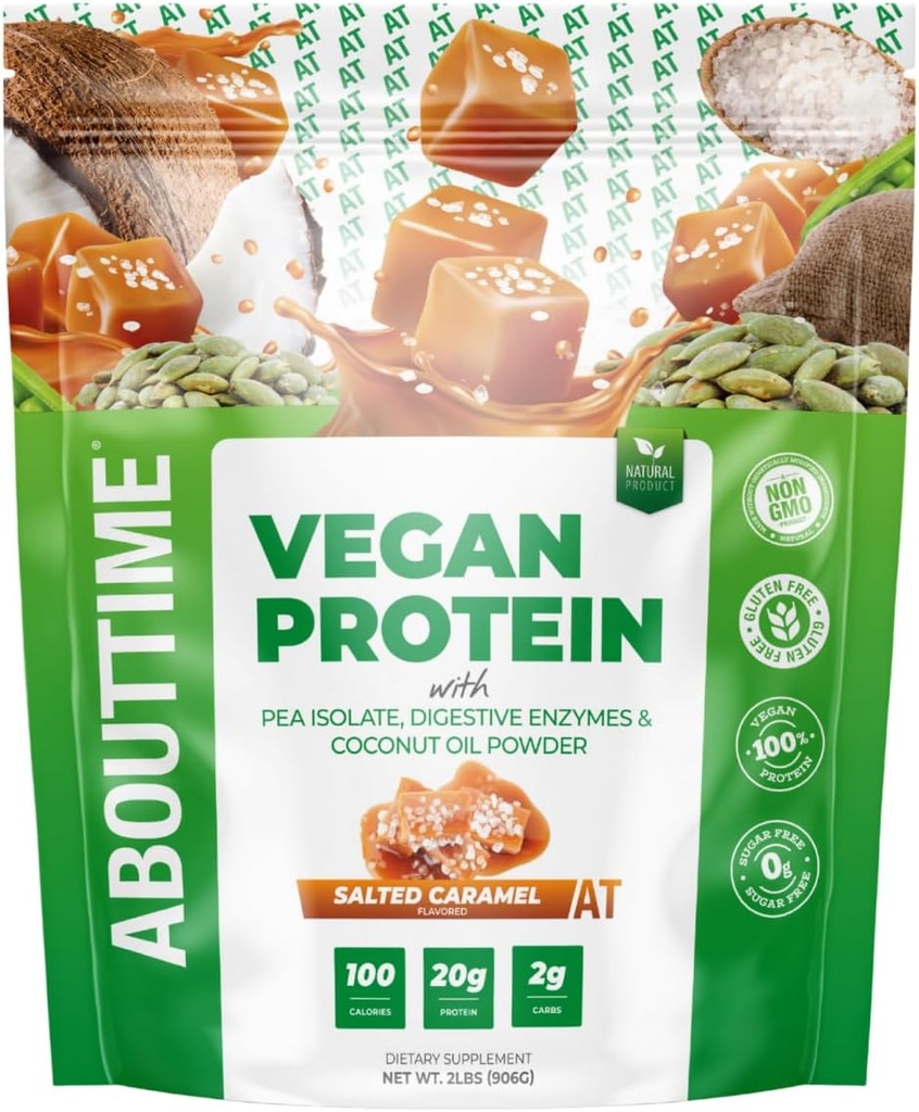 Tentang Powder Vegan Waktu Protein 20g Salted Caramel, Natural Ingredictions, Non- GMO, Plant Based, Gluten Free, Soy Free, Dairy Free, 32 Servings