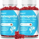 2 Pack Ashwagandha Gummies dengan L-theanine, Ashwa Root Suplemen Gummy for Women, 120 Mixed Berry Flavored Gummies