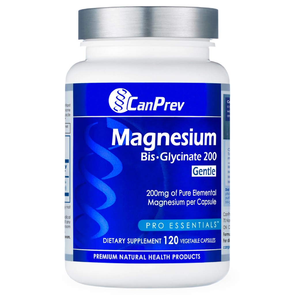 CanPrev Magnesium Bis- Glycinate Gentle 200mg, 120 V- Caps 120- Day Supply-Pure Elemental Magnesium Suplemen, Mendukung Tulang dan Fungsi Otot, Lembut pada Perut, Sempurna untuk Kebutuhan Harian Magnesium