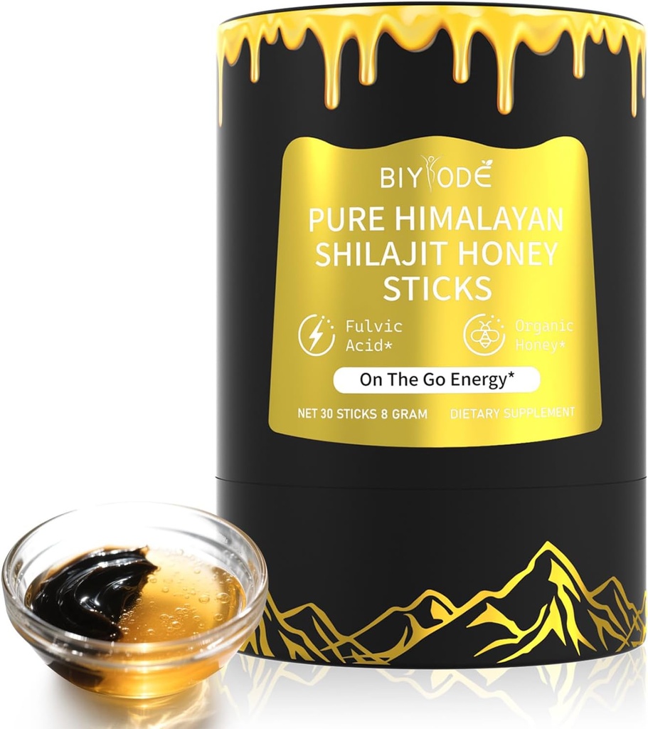 Himalaya Pure Shilajit Sticks with Organic Honey, Saffron Easy to Consume Shilajit 30 Sticks for Energy Boost Immune 85 + Trace Minerals 75% + Fulvic Acid 30 Day Supply