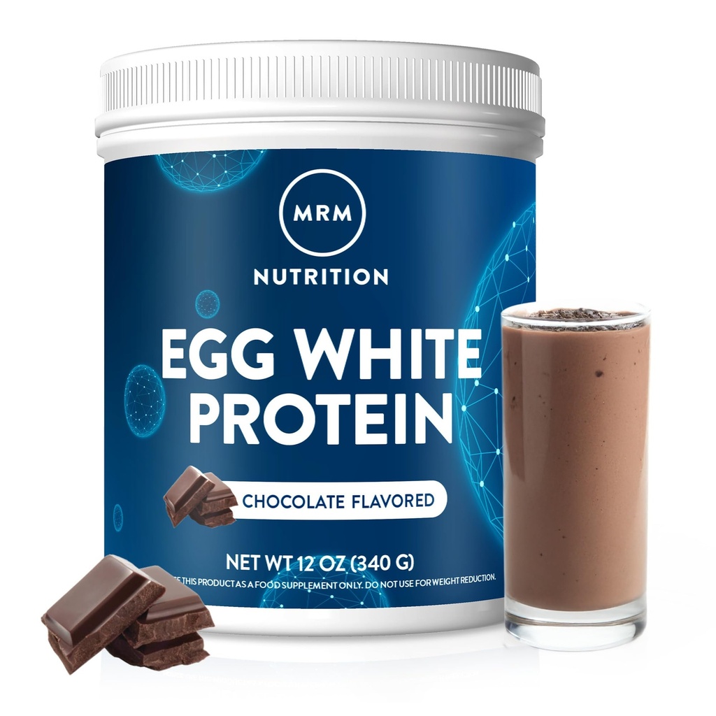 MRM Nutrition Egg White Protein 144; Chocolate Flavored 124; 23g Fatin Free Protein 124; dengan enzim Digetical 124; Nilai Biologi Tertinggi: 124; Clinically Tested 124; 10
