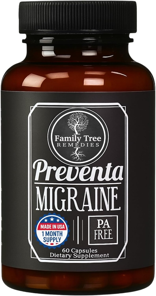 Preventa Migraine Relief Suplement - PA- Free Butterbur, Magnesium, Riboflavin, Feverfew