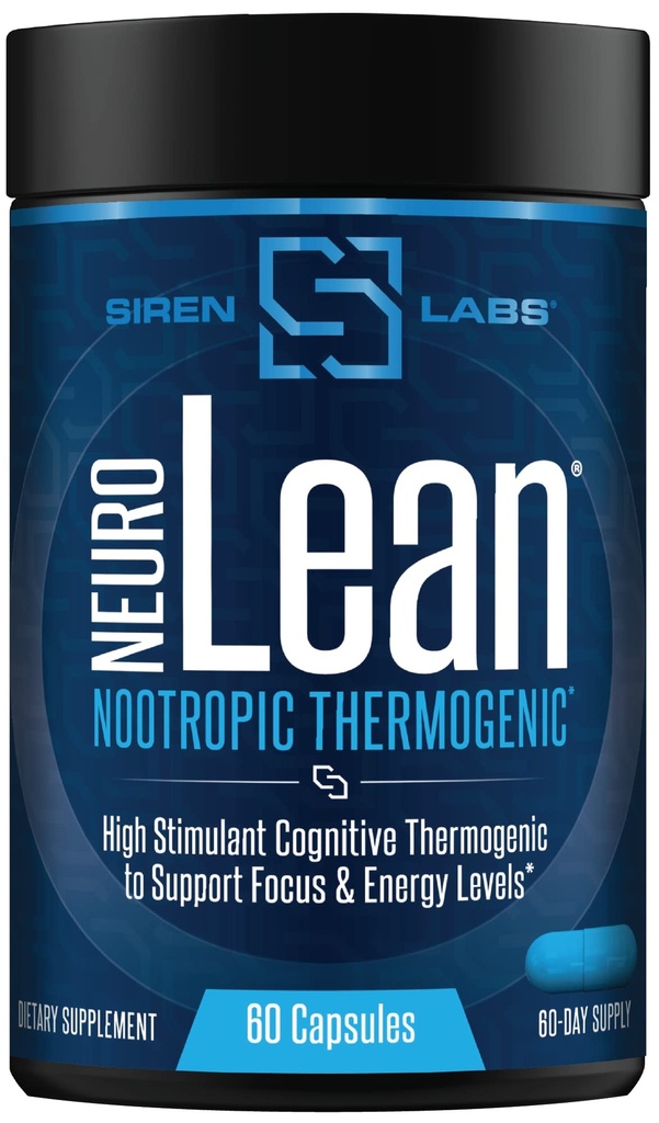 Siren Labs Neuro Lean Terkonsentrasi Termogenik untuk Kesehatan, Kehilangan Air, Energi dan Fokus - 60 Kapsul