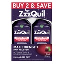 ZzzQuil Cair Max Kekuatan Reliever Pain, Cair Acetaminofhen 10000mg, Diphenhydramine 50mg HCI, Non-Habit Forming, Black Cherry Flavored, 2 Pack, 24 FL OZ
