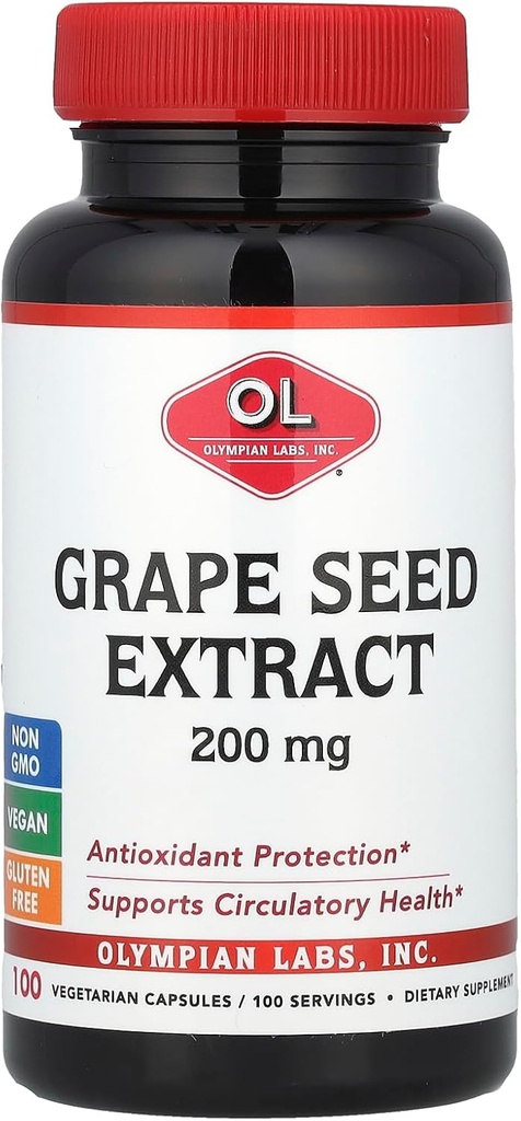 Olympian Labs Grape Extract, 200 mg, 100 Vegetarian Capsules