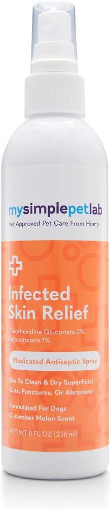 MySimplePetLab Ketoconazole & Chlorhexidine Dog Spray, Hot Spot Treatment, Relieves Cuts & Abrasions, Cleans, Dries Skin Quickly, with Aloe, Vitamin E, Skin Relief Irrytation Spray for Dogs