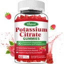 Potasium Citrate Gummies - Tambahan Potasium untuk Kesehatan Muscle, Penjepit Kram Kaki & Keseimbangan Electrolite, Vegan, Bukan-GMO, Bebas, Raspberry Flavor, 60 Count