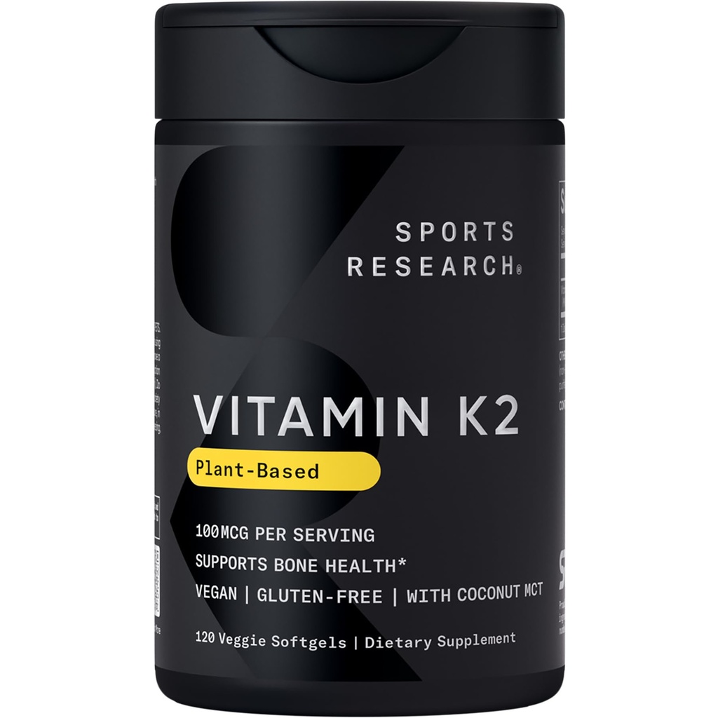 Penelitian Olahraga Vitamin K2 sebagai MK-7 100mcg dengan Coconut MCT Oil - 120 Vevgie Softgels (4 Bulan Supply) Vegan Sertifikasi, Non-GMO Diverifikasi, Gluten & Soy Bebas