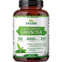 Zazzee Ekstra Kekuatan Teh Hijau 20: 1 Ekstraksi, 6000 mg Kekuatan, 50% EGG, 98% Polyphenol dan 80% Catcehins, 150 Vegan Kapsules, 5 Bulan Supply, Standardisasi dan konsentrasi 20X Potensi, Non- GMO