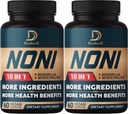 10in1 Noni Kapsul - 4 Bulan Suplai dengan Elderberry, Boswellia, Turmeric, Ginger & More - Dukung Muscle, Gabungan, Digetile & Imune - 2 Paket 60 Vegan Capsules, Non-GMO & Gluten- Bebas