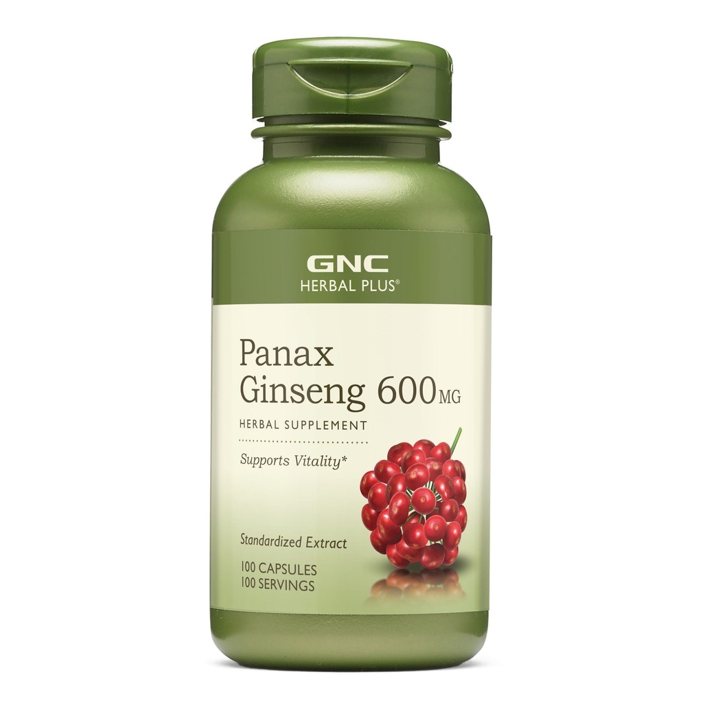 GNC Herbal Plus Panax Ginseng 600mg, Supports Vitalitas, 100 Kapsul