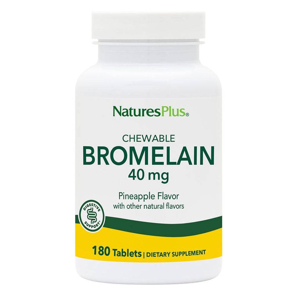 Natures Plus Bromelain Chewable - 40 mg - Suplemen Protolytic Alam - 180 Tablet Chewable (180 Pelayan)