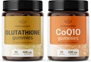 HERBAMAMA Glutathione dan CoQ10 Kit - Bundle of 500 mg Reduced L-Glutathione dan 200 mg CoQ10 Gummies - Vegan, Non-GMO, Ggatin- Free - 2 Pack