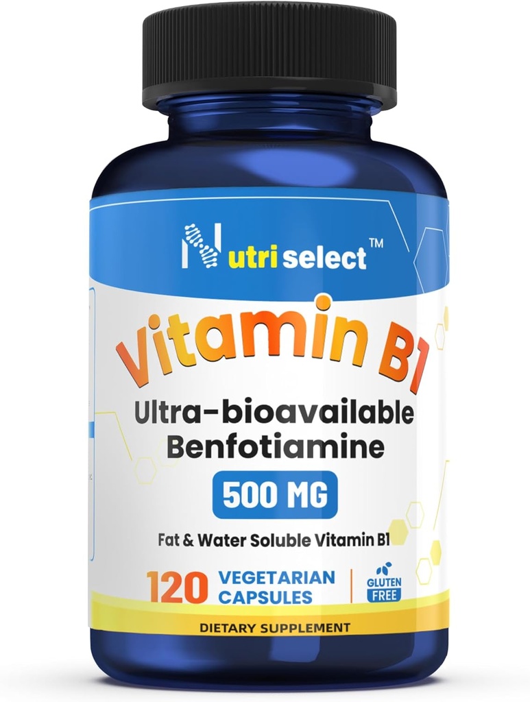 120 Capsules Delivers 500 mg dari Vitamin B1 dalam Suplemen Benfotiamine ini, yang Non-GMO, Vegan, dan Gluten- Bebas
