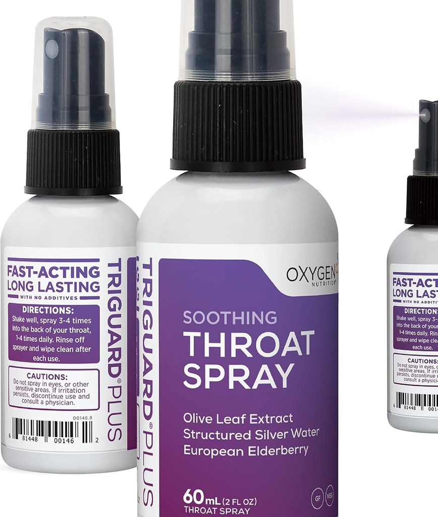 Triguard Plus Throat Sprad 124; Elderberry Extract, Olive Leaf Extract dan Colloidal Silver Water 3 - 1 Ammune Dukung Throat Spray 124; powerful Immune System Booster 124; Great Taste, 2oz, Dibuat di Amerika Serikat