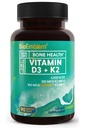 BioEmblem Vitamin D3 K2 Capsules (5000IU dan 200mcg) - Dipatenkan MK7 dan MK4 untuk 3-in- 1 Kompleks - Vegetarian Vitamin D K2 Tambahan Teeth, Heart, Sistem Imune - Non-GMO, 90 Caps