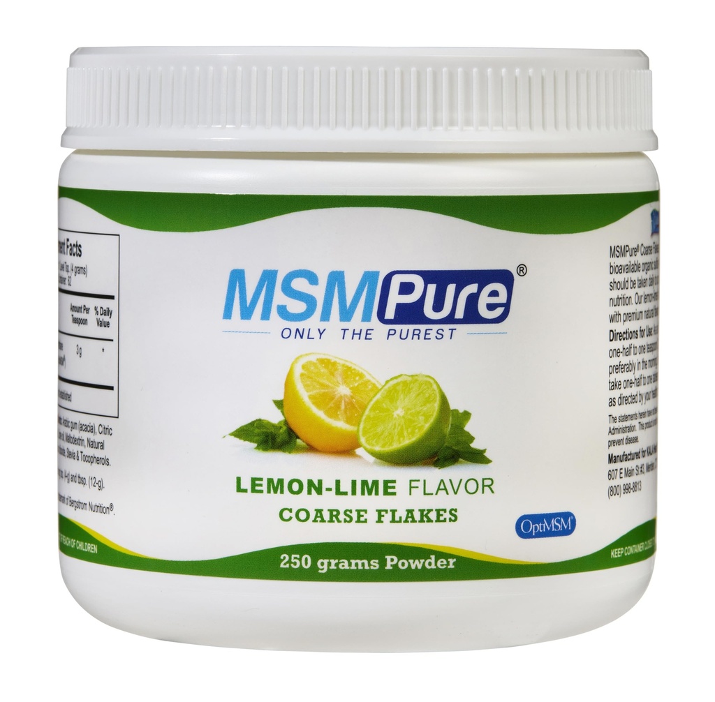 KALA HEALTH MSMPure Lime Flavored Coass MSM Powder - Organic Sulfur untuk Gabungan Fleksibility, Skin Penampilan, dan Rambut & Nail Dukungan - 8.8 oz, USA Dibuat, Teragungkan Kristal