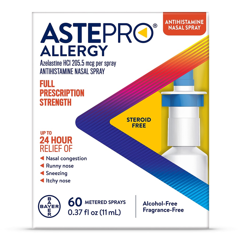 Astepro Allergy Nasal Spray, 24- Hour Allergy Relief, Skoid- Free Antihistamin, 60 Metered Spray