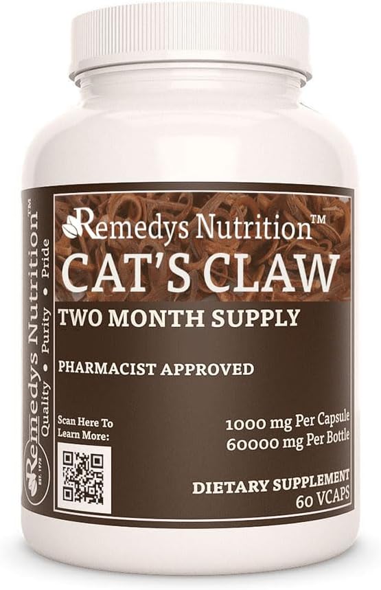 Remedy 's Nutrition Cat' s Claw Bark & Root 124; 1.000 mg, 60 Vegan Capsules Herbal Diet Suppplemen Dua Bulan