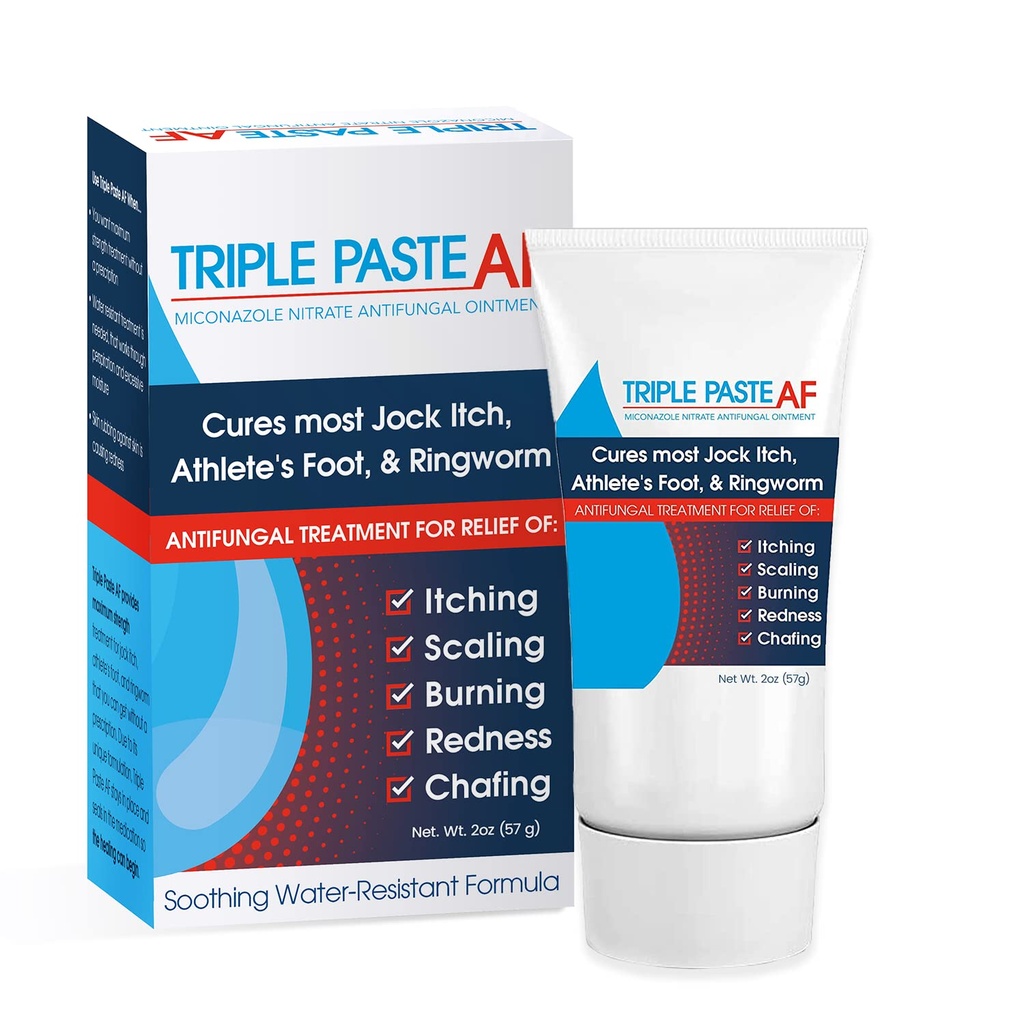 Triple Tempel AF AntiFungal Osale for Skin Treats Most Athletes Foot and Ringworm - 2% Miconazole Antifungal Cream - 2 Oz Tube (Packing May Vary)