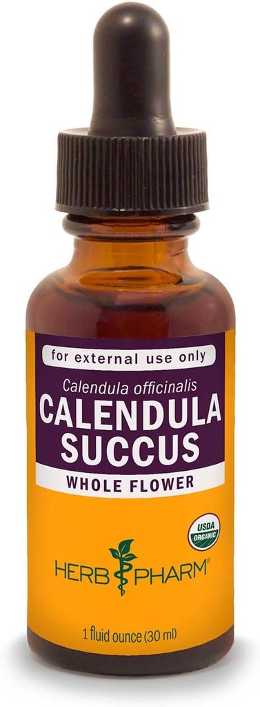 Herb Pharm Certified Organic Calendula Succus Liquid Extract for Minor Pain Support - 1 Ounce