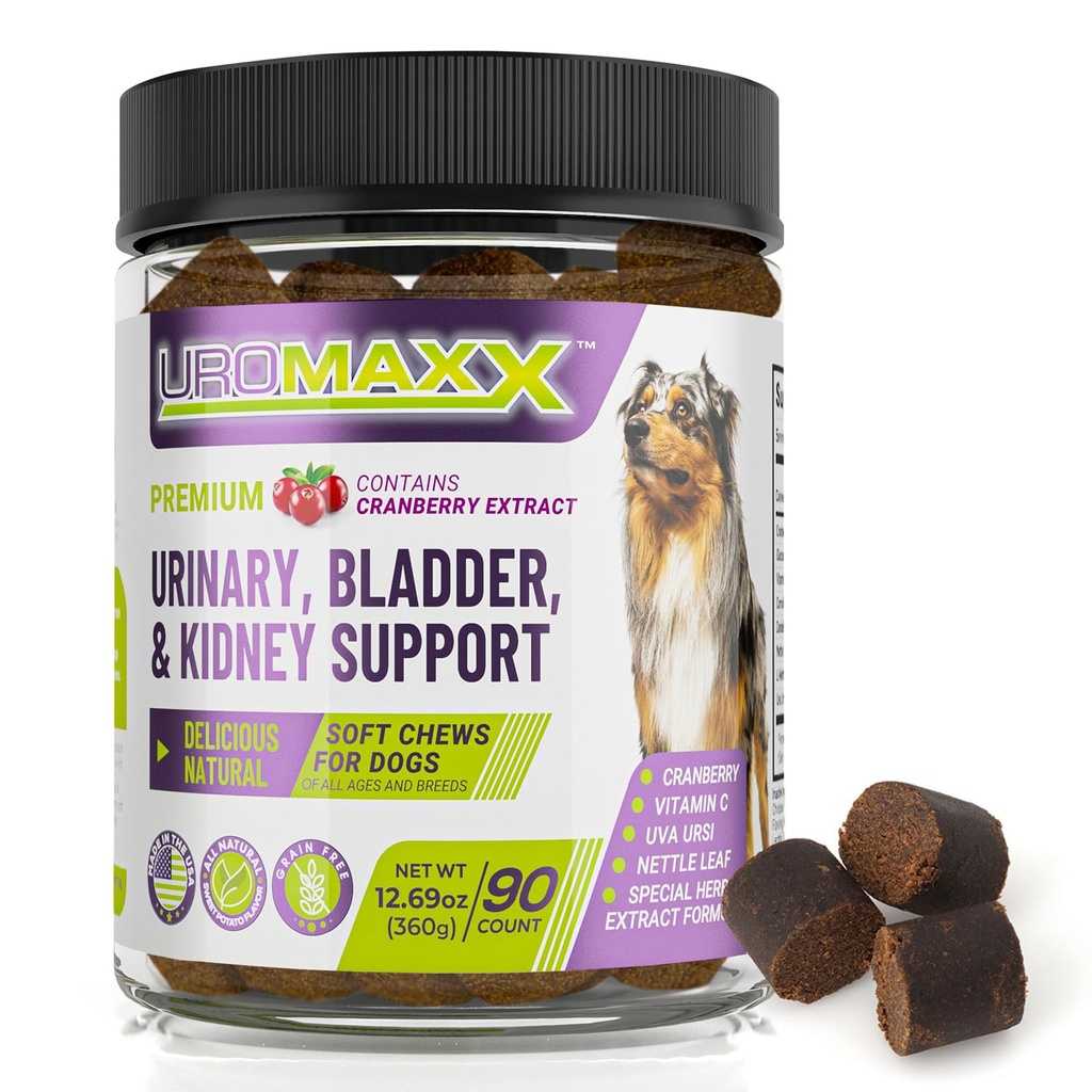 Obat Penampakan Kerendahan Rekrut, Bladder & Kidney Dukungan untuk Anjing, Pet Care Kuat, Penguntik Lembut Alam dengan Cranberry & Glucosamine, Dibuat di Amerika Serikat, Chicken Flavor, 90 Count, 1 Pack