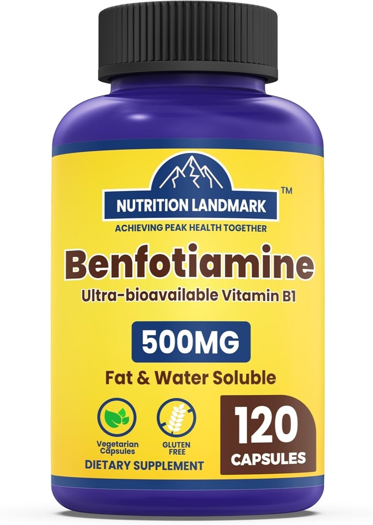 Benfotiamine - Thiamine B1 Suplemen, Benfotiamine Suplemen - Benfotiamine 120 Capsules, Gluten Bebas - 500mg per Serving
