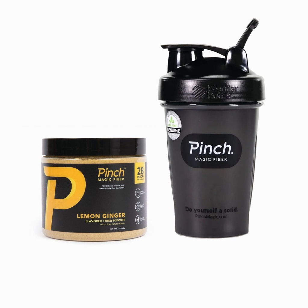 Pinch Magic Fiber & Shaker Combo 124; Prebiotic Psyllium Husber for Digetical Health, Keto, Vegan, Gula Rendah 126; BPA-Free Shaker untuk Smooth Mixing, Traveler.