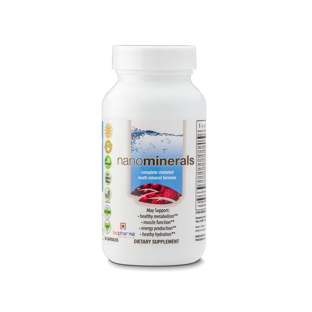 Biopharma Scientific NanoMinemary 124; Lengkap Tatanan Multial Mineral Kapsul 124; Calcium, Magnesium, Zinc, Besi, Potasium, Kopper, Chromium & Lebih 124; 30 Servis