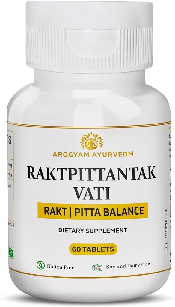 Dr. Pushp 's AROGYAM AYURVEDM RAKATPITANTAK VATI untuk Pitta saldo, Blood Purier- Pack 60 tablet