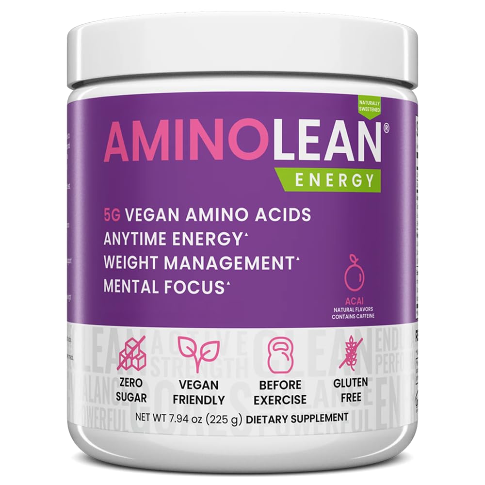 RSP NUTRITITION Aminolean Natural Pre Workout Powder, Sucralose Free Amino Energy with No Articial Dyes, Vegan BCAAs dan Weight Management, Acai, 25 Serv
