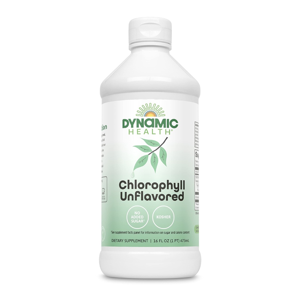 Clorophylin Kesehatan Dinamis Tanpa Rasa 100 mg, Sodium Copper Chlorophylins dengan Alfalfa dan Mulberry Leaves, Tanaman Cleanse dan Deodorizing, Tidak Ditambahkan Gula, 16 Fl Oz