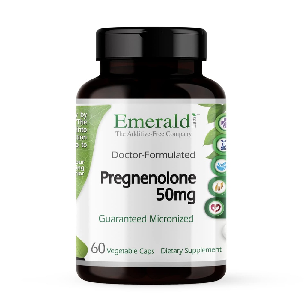 EMERALD LABS Preglenolone 50mg - Premium Wellness Suplement untuk Bantuan Kesehatan Otak, Imune Dukungan & Hormonal Keseimbangan - Bebas Gluten- 60 Vegetable Capsules (30- Day Suppply)