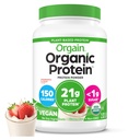 Orgain Powder Organik Vegan, Strawberry & Cream - 21g of Plant Based Protein, Low Net Carbs, Gluten / Laktosa Free, No Sugar Added, Soy Free, Non-GMO, 2.03 Lb