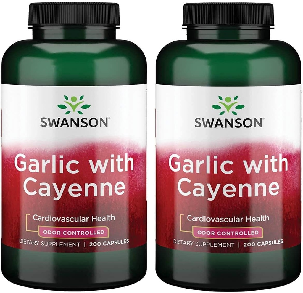 Swanson Bawang putih dengan Cayenne 200 Capsules (2 Pack)