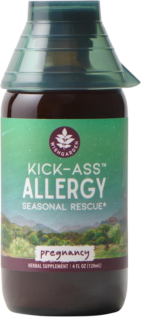 WishGarden Herbs Kick-Ass Allergy for Pregnancy - Plant-Based Herbal Allergy Suplement w / Nettle Leaf, Echinacea & Yerba Santa, Supports Healthy Histamine Respon to Seasonal Irritants, 4oz