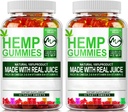(2 Paket) Hemp Gummies - 90PCS Stress Relief Fruity Gummy Bear dengan Hemp Oil