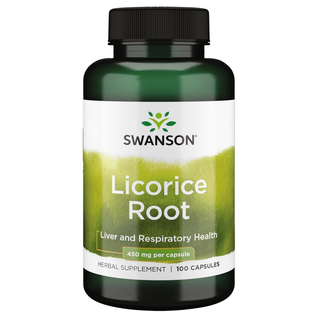 Swanson Premium Brand Licorice Root 450 Miligram 100 Capsules